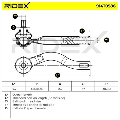 Tie Rod End RIDEX 914T0586 914T0586 - photo 7