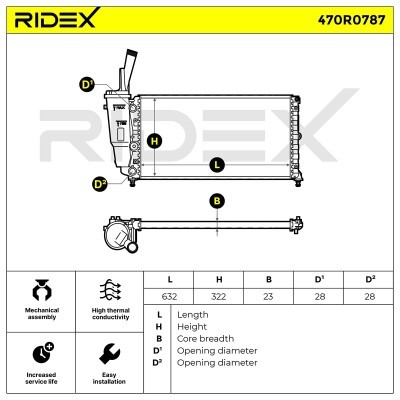 Radiator, Engine Cooling RIDEX 470R0787 470R0787 - photo 4