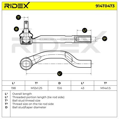 Tie Rod End RIDEX 914T0473 914T0473 - photo 6