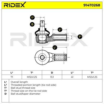 Tie Rod End RIDEX 914T0268 914T0268 - photo 5