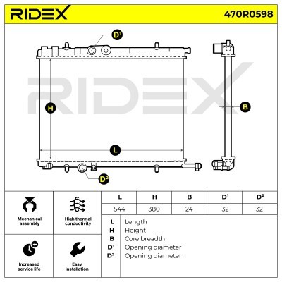 Radiator, Engine Cooling RIDEX 470R0598 470R0598 - photo 8