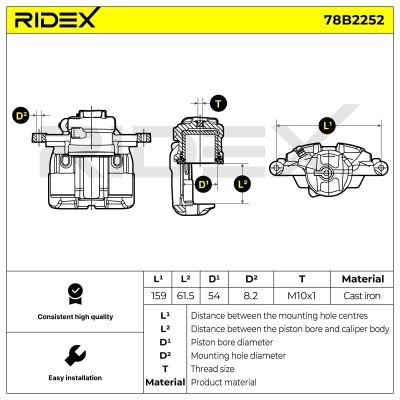 Brake Caliper RIDEX 78B2252 78B2252 - photo 3