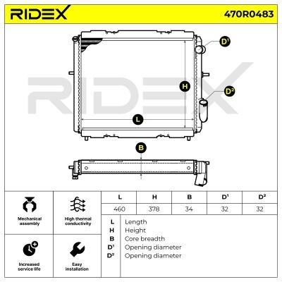 Radiator, Engine Cooling RIDEX 470R0483 470R0483 - photo 8