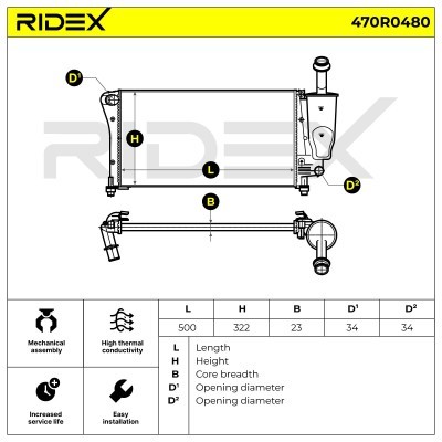 Radiator, Engine Cooling RIDEX 470R0480 470R0480 - photo 5