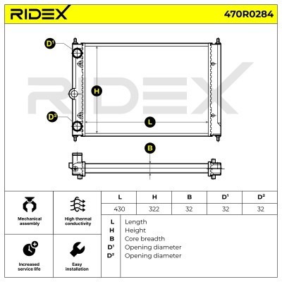 Radiator, Engine Cooling RIDEX 470R0284 470R0284 - photo 4