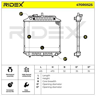 Radiator, Engine Cooling RIDEX 470R0525 470R0525 - photo 5