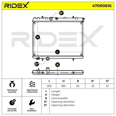 Radiator, Engine Cooling RIDEX 470R0616 470R0616 - photo 5