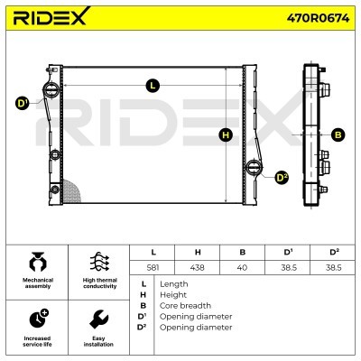 Radiator, Engine Cooling RIDEX 470R0674 470R0674 - photo 8
