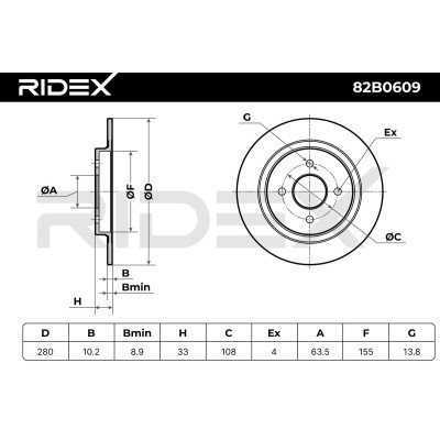 Brake Disc RIDEX 82B0609 82B0609 - photo 3