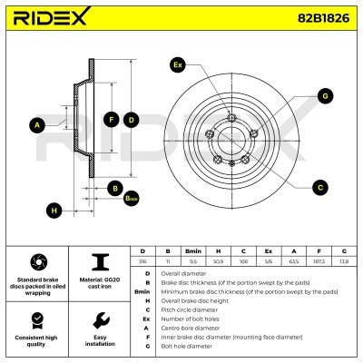 Brake Disc RIDEX 82B1826 82B1826 - photo 7