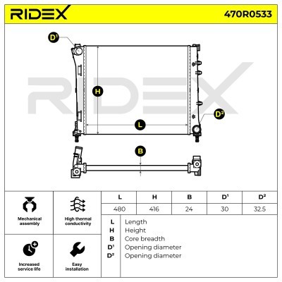 Radiator, Engine Cooling RIDEX 470R0533 470R0533 - photo 5