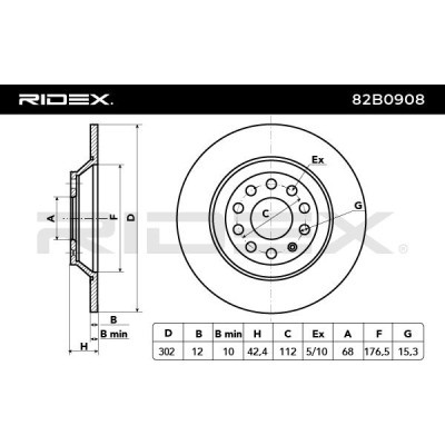Brake Disc RIDEX 82B0908 82B0908 - photo 3