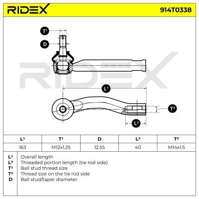 Tie Rod End RIDEX 914T0338 914T0338 - photo 7