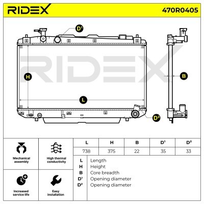 Radiator, Engine Cooling RIDEX 470R0405 470R0405 - photo 5