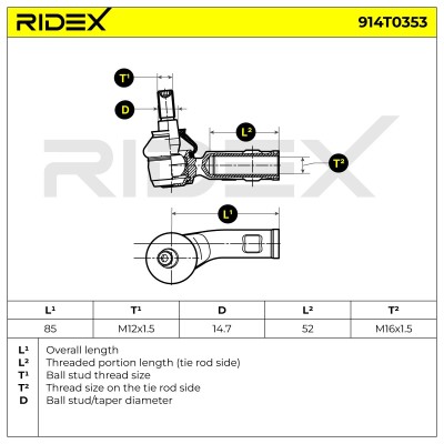 Tie Rod End RIDEX 914T0353 914T0353 - photo 6
