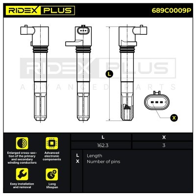 Ignition Coil RIDEX 689C0009P 689C0009P - photo 3