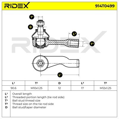 Tie Rod End RIDEX 914T0499 914T0499 - photo 6