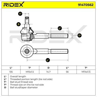 Tie Rod End RIDEX 914T0562 914T0562 - photo 6