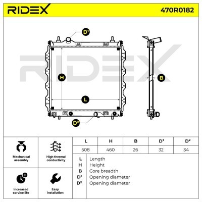 Radiator, Engine Cooling RIDEX 470R0182 470R0182 - photo 7