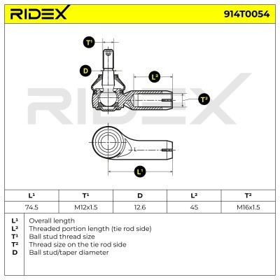 Tie Rod End RIDEX 914T0054 914T0054 - photo 6