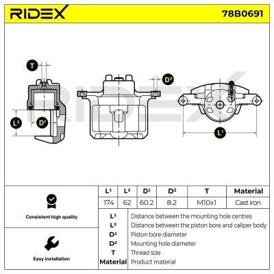 Brake Caliper RIDEX 78B0691 78B0691 - photo 5
