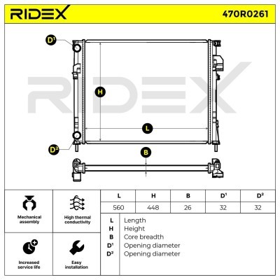 Radiator, Engine Cooling RIDEX 470R0261 470R0261 - photo 4