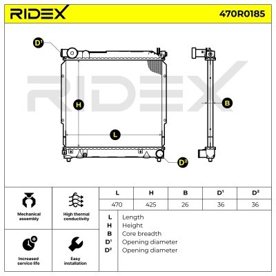 Radiator, Engine Cooling RIDEX 470R0185 470R0185 - photo 4