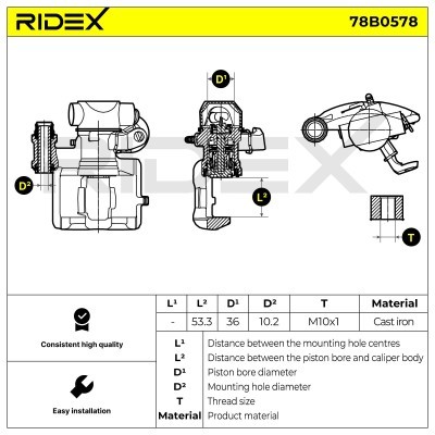 Brake Caliper RIDEX 78B0578 78B0578 - photo 6