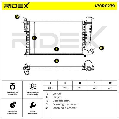 Radiator, Engine Cooling RIDEX 470R0279 470R0279 - photo 6