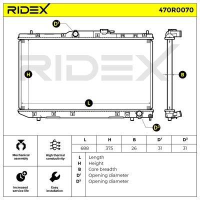 Radiator, Engine Cooling RIDEX 470R0070 470R0070 - photo 5