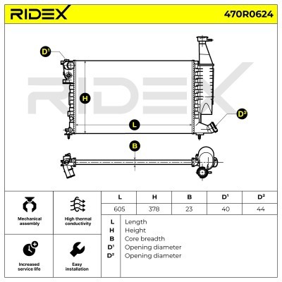 Radiator, Engine Cooling RIDEX 470R0624 470R0624 - photo 5