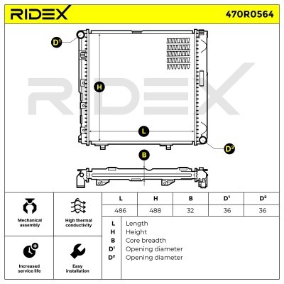 Radiator, Engine Cooling RIDEX 470R0564 470R0564 - photo 7