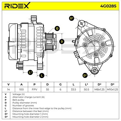Alternator RIDEX 4G0285 4G0285 - photo 8