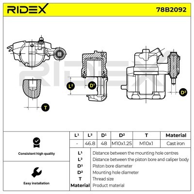 Brake Caliper RIDEX 78B2092 78B2092 - photo 3