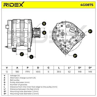 Alternator RIDEX 4G0875 4G0875 - photo 7