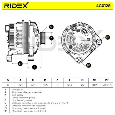 Alternator RIDEX 4G0128 4G0128 - photo 6