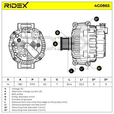 Alternator RIDEX 4G0865 4G0865 - photo 5