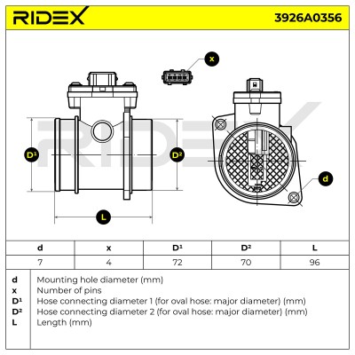 Air Mass Sensor RIDEX 3926A0356 3926A0356 - photo 7