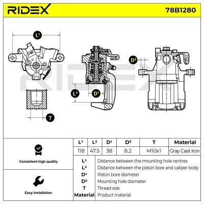 Brake Caliper RIDEX 78B1280 78B1280 - photo 6