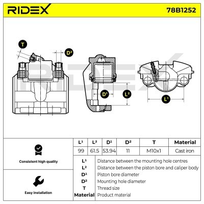 Brake Caliper RIDEX 78B1252 78B1252 - photo 3