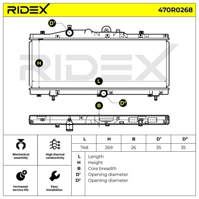 Radiator, Engine Cooling RIDEX 470R0268 470R0268 - photo 5