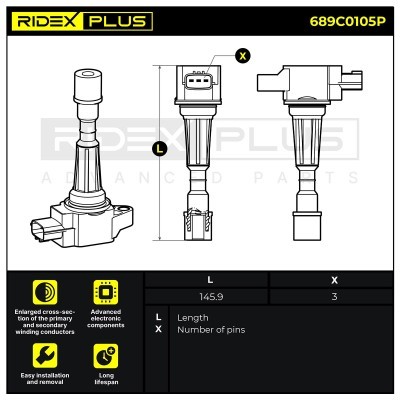 Ignition Coil RIDEX 689C0105P 689C0105P - photo 3