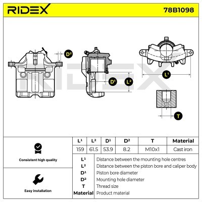 Brake Caliper RIDEX 78B1098 78B1098 - photo 5