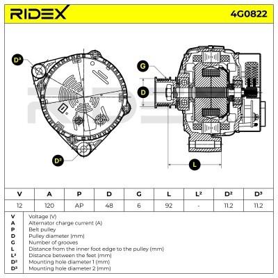 Alternator RIDEX 4G0822 4G0822 - photo 7