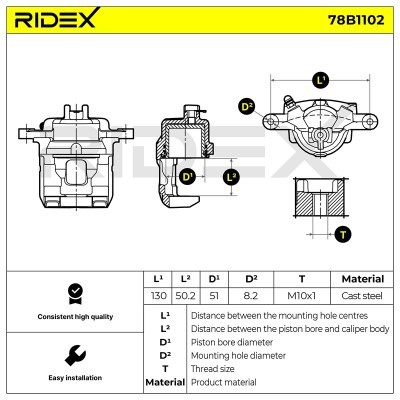 Brake Caliper RIDEX 78B1102 78B1102 - photo 6