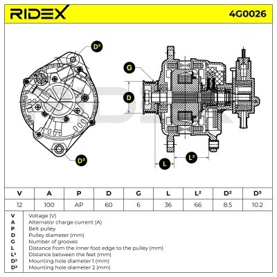 Alternator RIDEX 4G0026 4G0026 - photo 7