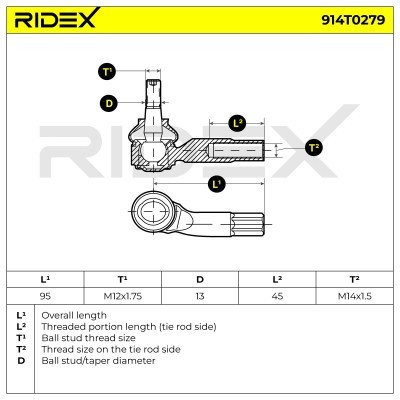 Tie Rod End RIDEX 914T0279 914T0279 - photo 6