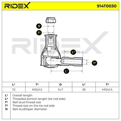 Tie Rod End RIDEX 914T0030 914T0030 - photo 5
