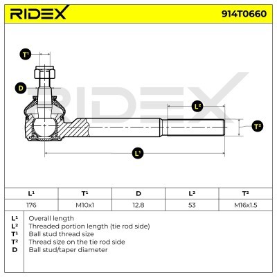 Tie Rod End RIDEX 914T0660 914T0660 - photo 5