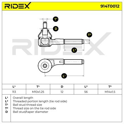 Tie Rod End RIDEX 914T0012 914T0012 - photo 3